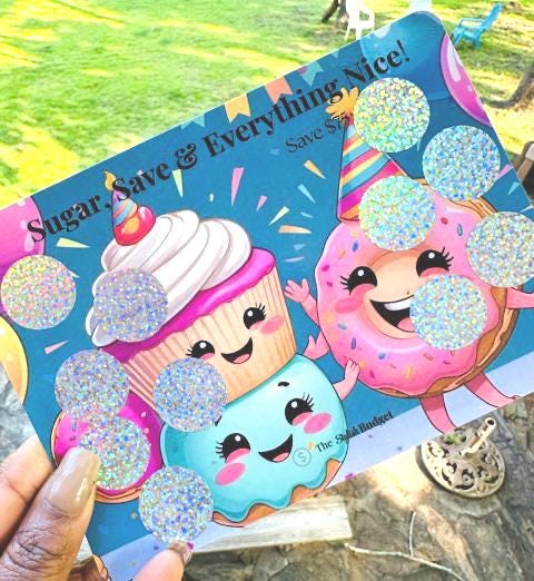 Sugar, Save & Everything Nice Scratch Off | Sweet Treat Savings Challenge | 75 dollar Mini Budget Card | The Stylish Budget
