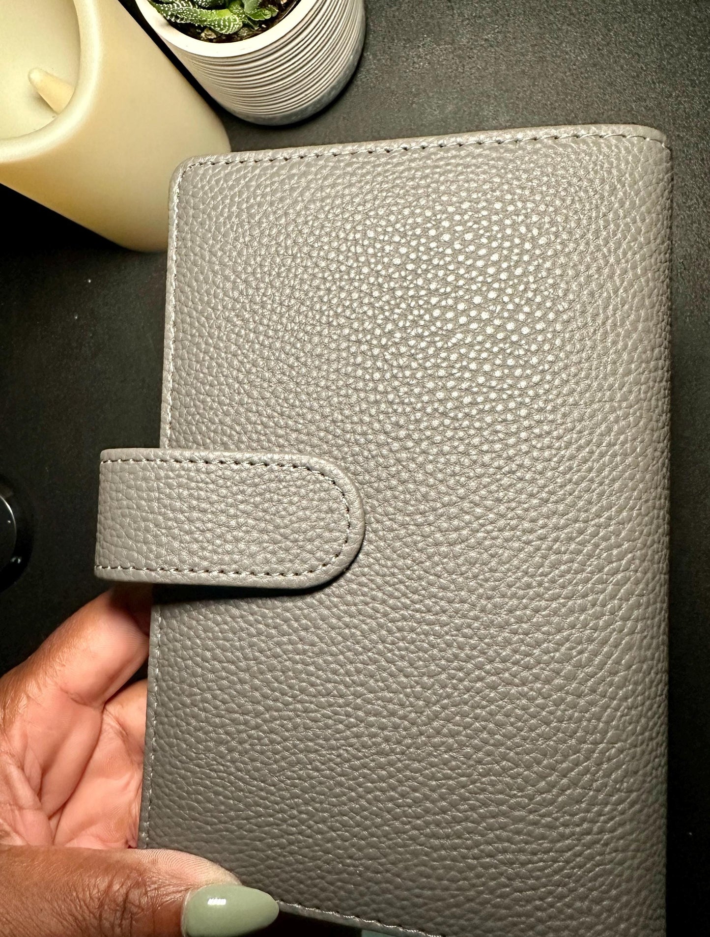 A6 Budget Binder Pebbled Vegan leather| Cash Envelope Binder with Rings | Soft Faux Leather Savings Binder | Cash Stuffing Wallet