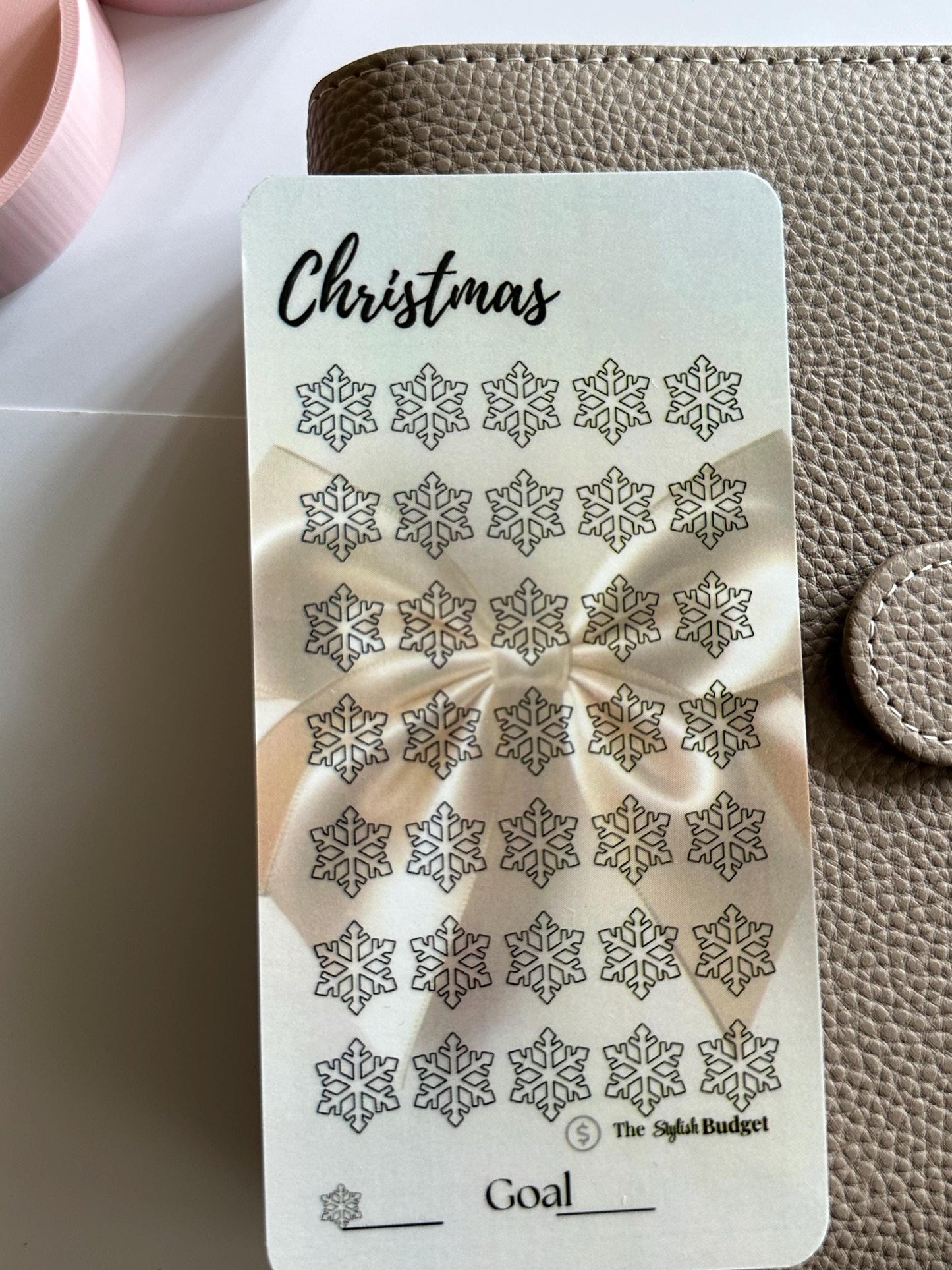 Christmas Savings Challenge Tracker – Holiday Budgeting Snowflake Goal Chart – Cash Stuffing Christmas Planner