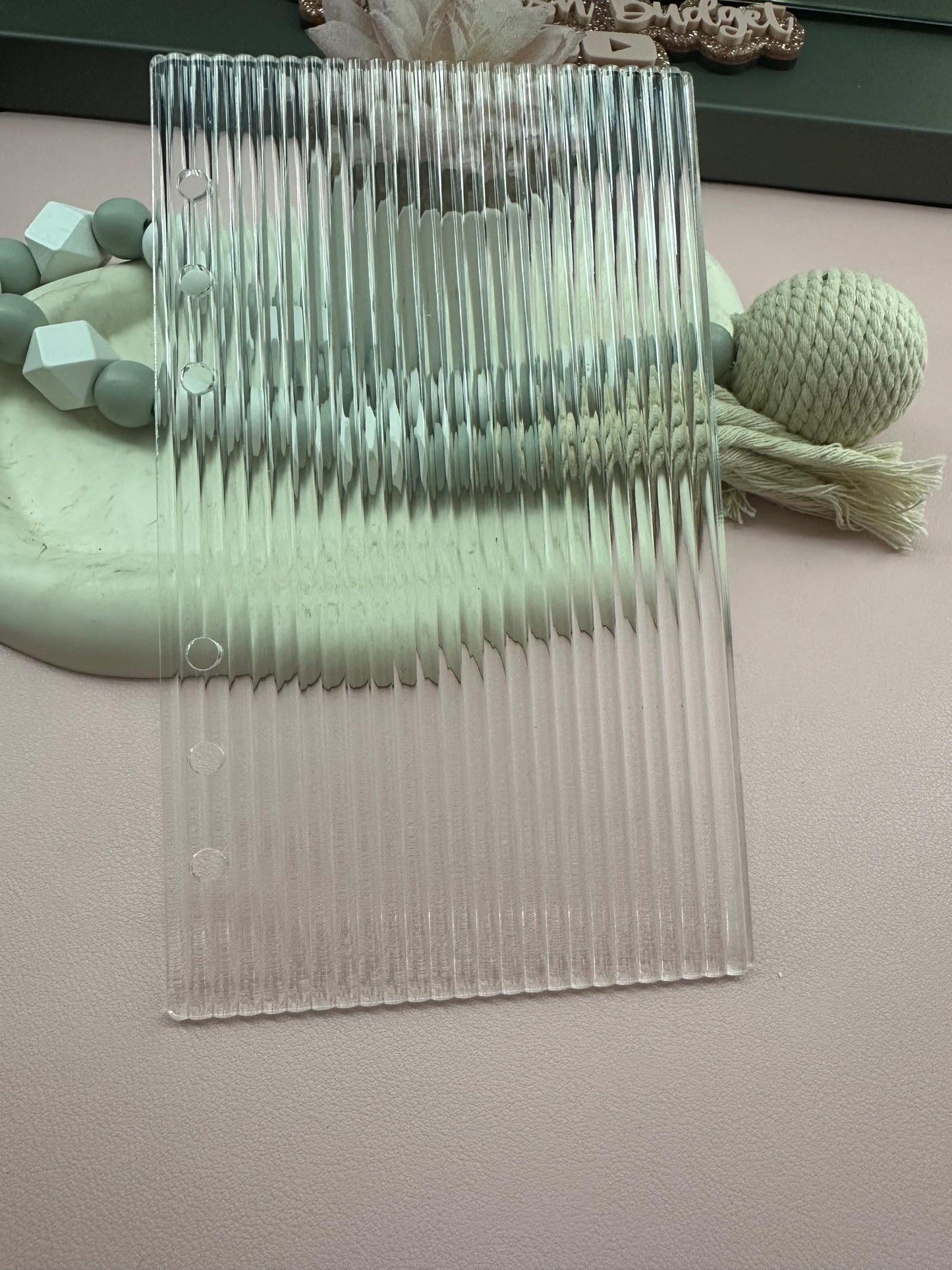 Fluted Acrylic A6 Binder Dashboard: Clear Textured Budget Planner