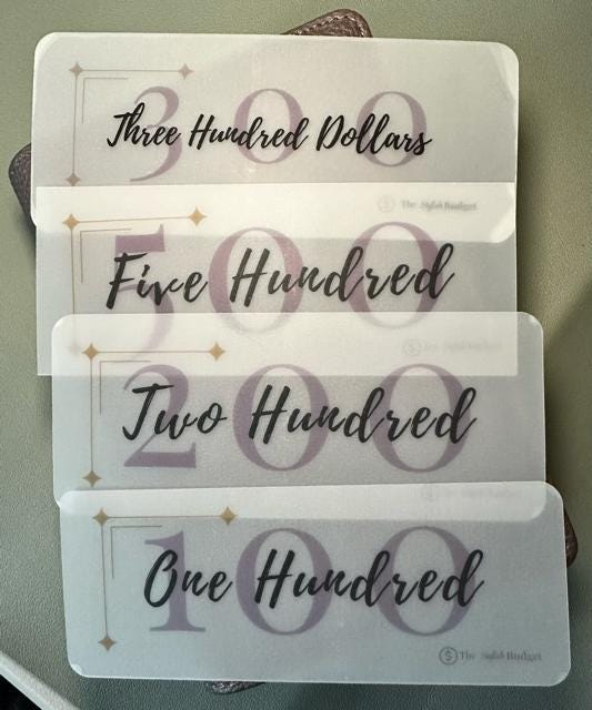 Matte Vellum Savings Placeholder| 50–1000 & Fully Funded | Cash Envelope Inserts | A6 Budgeting Tools | The Stylish Budget