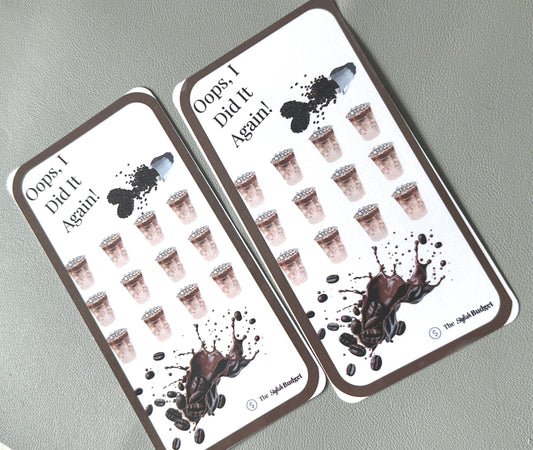 Oops, I Did It Again! Coffee Run Savings Challenge | A6 Budget Tracker | Fun Spending Habit Insert | The Stylish Budget