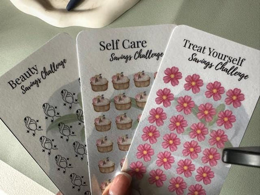 Self-Care Savings Challenge Trio | Treat Yourself • Beauty • Wellness | Aesthetic Cash Stuffing Cards | The Stylish Budget