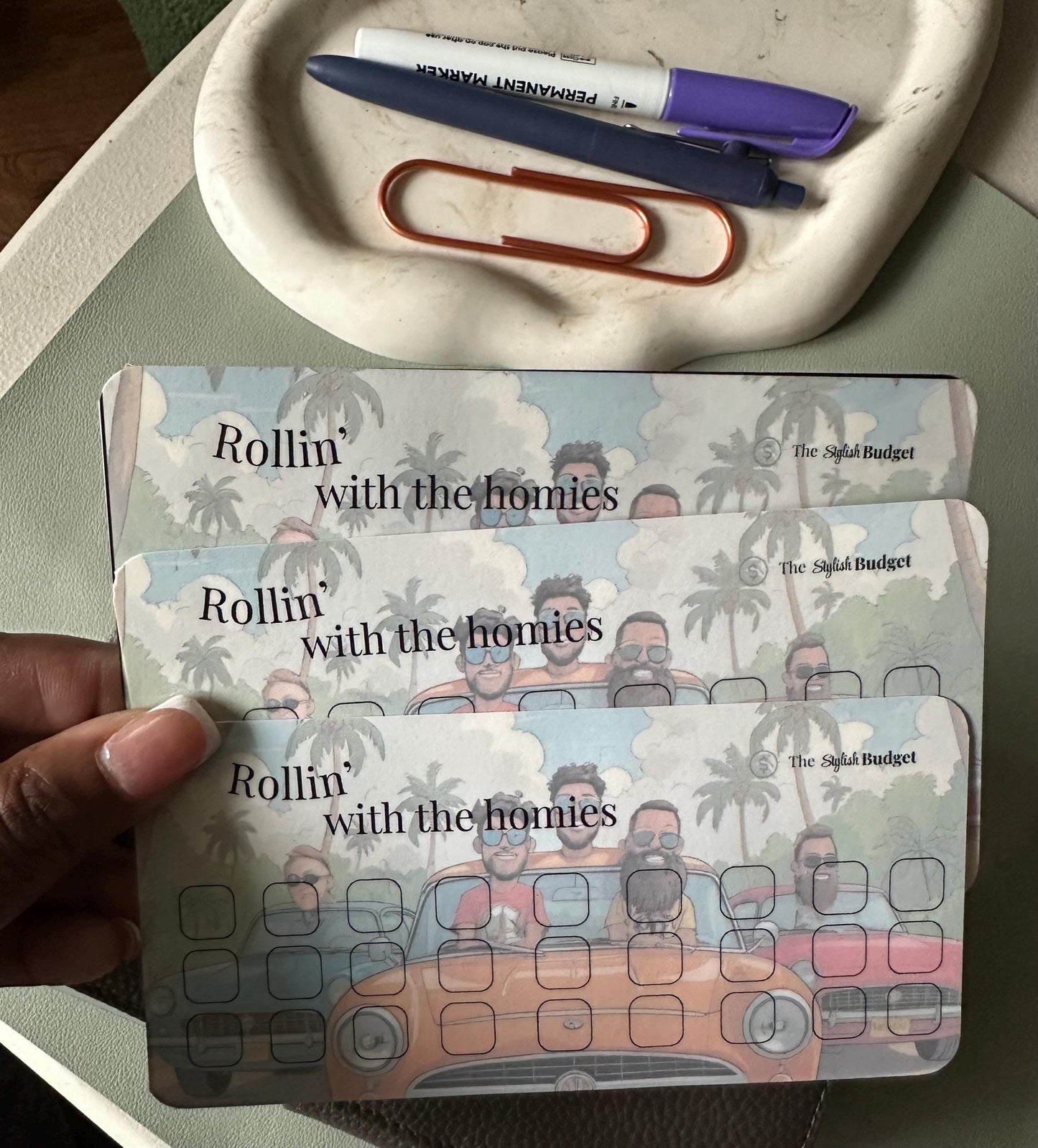 Rollin with the Homies Savings Challenge - Dice Budget Game Card - Fun Cash Stuffing Tracker for Saving Money