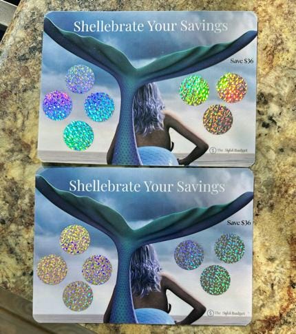 Shellebrate Your Savings Scratch & Save | Mermaid Theme Mini Challenge | 36 Savings Card | The Stylish Budget