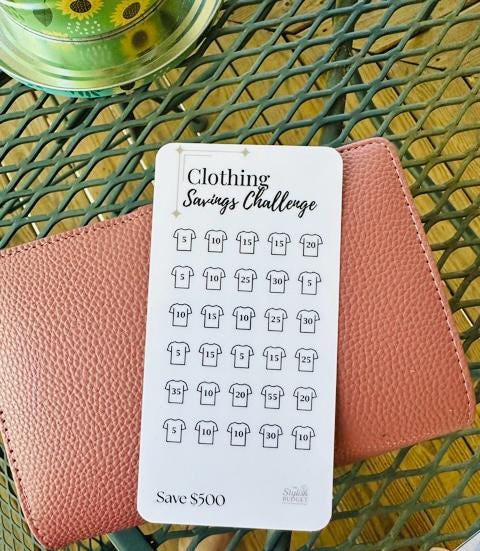 Clothing Savings Challenge Tracker | Save 500 Dollars | A6 Budget Binder Insert | Cash Envelope Tracker | The Stylish Budget