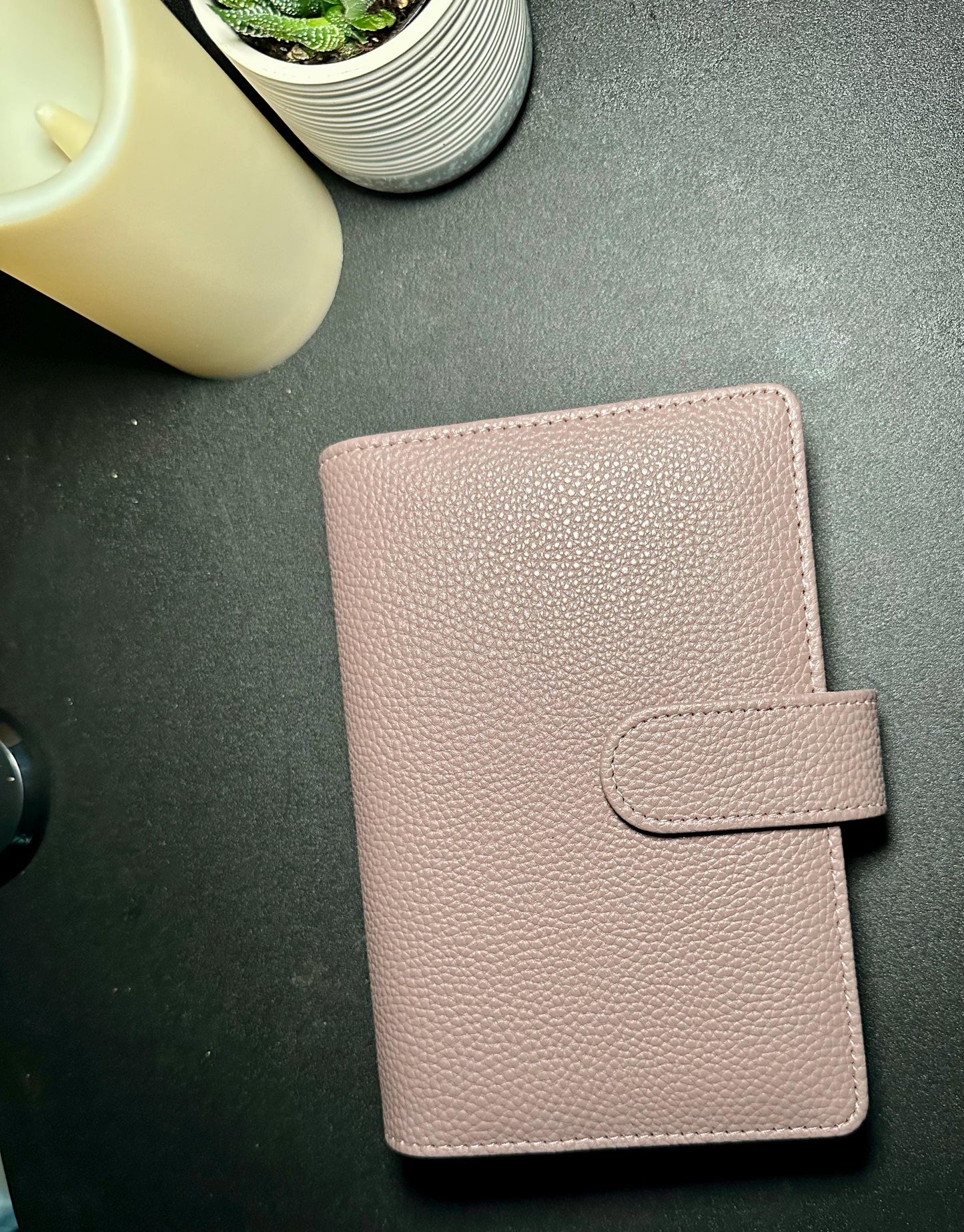A6 Budget Binder Pebbled Vegan leather| Cash Envelope Binder with Rings | Soft Faux Leather Savings Binder | Cash Stuffing Wallet