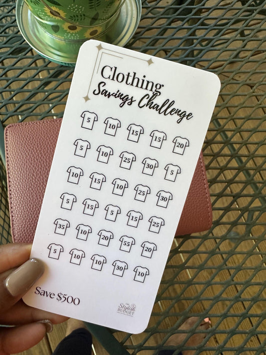 Clothing Savings Challenge Tracker | Save 500 Dollars | A6 Budget Binder Insert | Cash Envelope Tracker | The Stylish Budget
