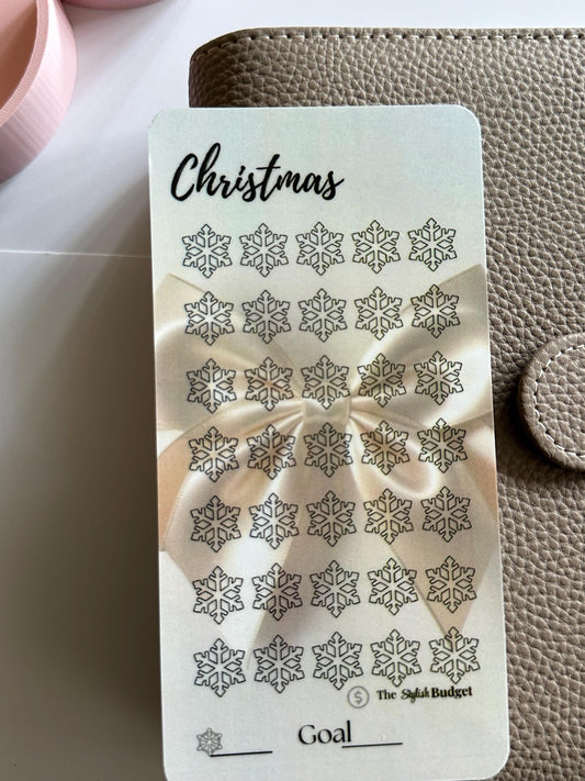 Christmas Savings Challenge Tracker – Holiday Budgeting Snowflake Goal Chart – Cash Stuffing Christmas Planner