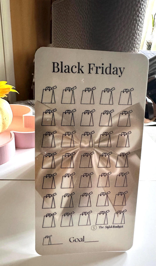 Black Friday Challenge Card – Holiday Budget Tracker | A6 Cash Envelope Insert | Minimal Luxe Christmas Money Tracker | The Stylish Bud