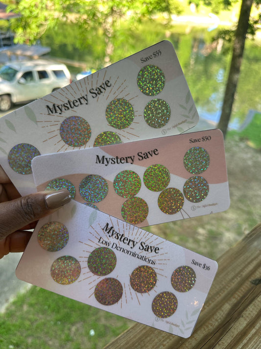 Mystery Save Scratch Off Challenge – 50 Dollar Mini Savings Tracker Card | A6 Budget Binder Insert | Fun Cash Stuffing Game for Envelopes
