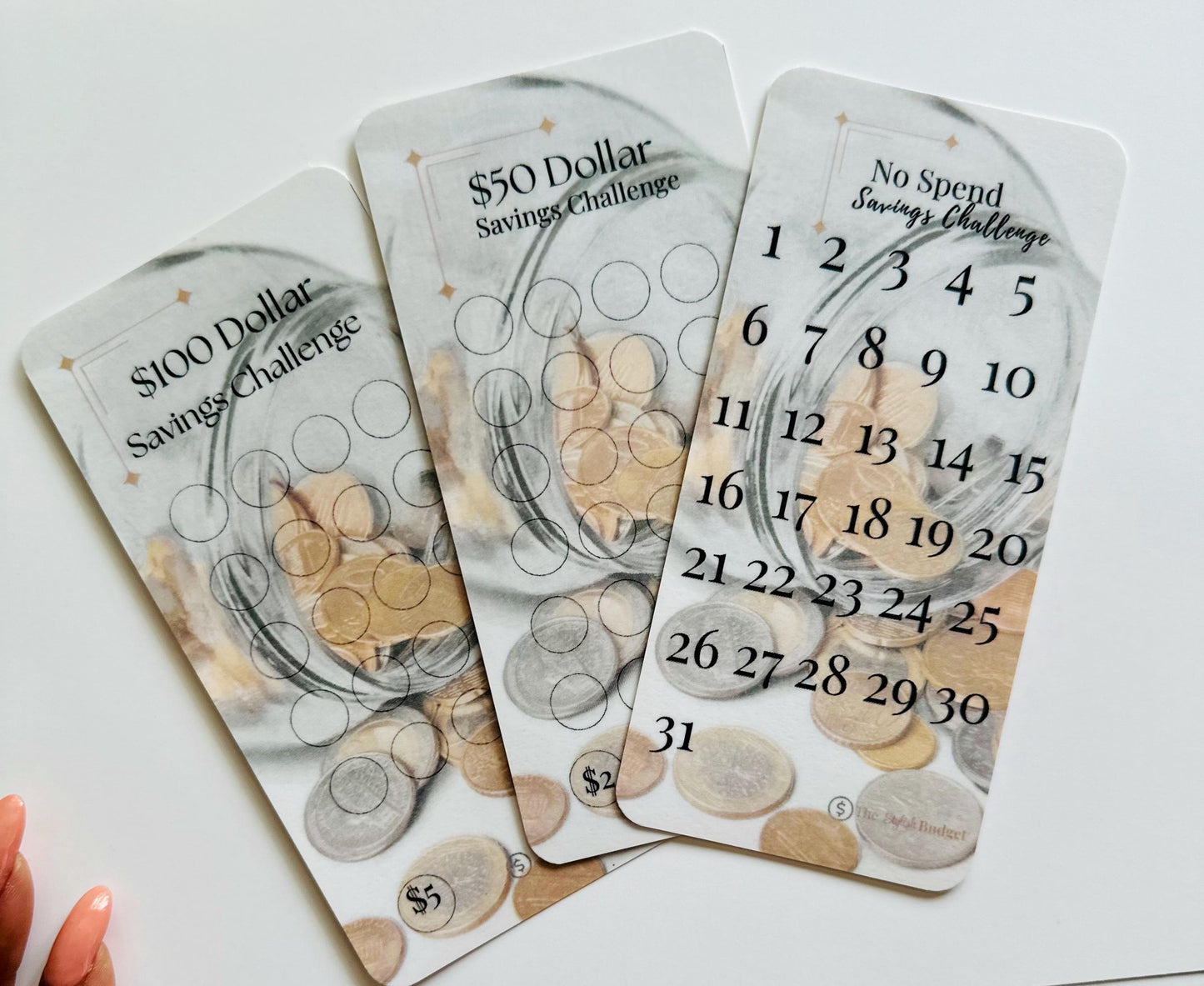 A6 Savings Challenge Cards Trio: Beginner Budget Trackers