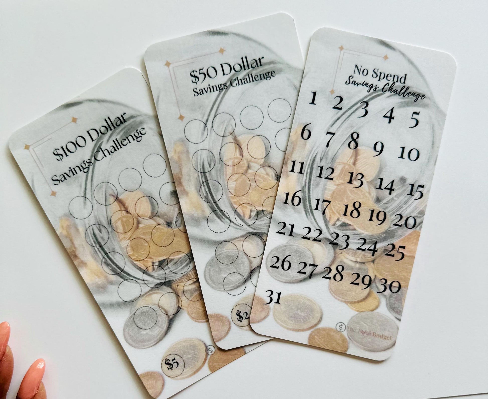 A6 Savings Challenge Cards Trio: Beginner Budget Trackers
