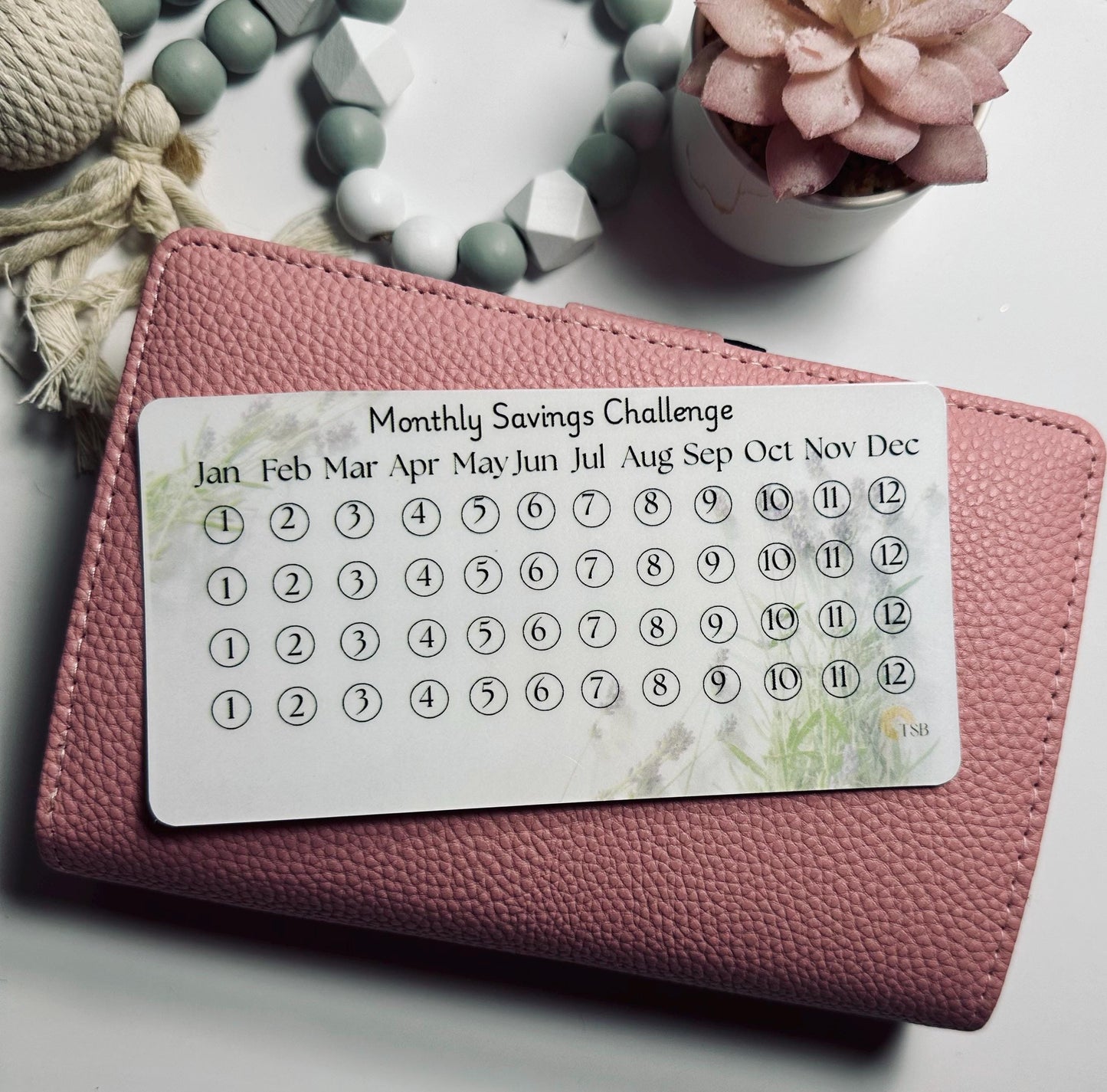 12 Month Savings Challenge Set – 4 Monthly Tracker Cards for Budget Binders | Cash Stuffing Tool