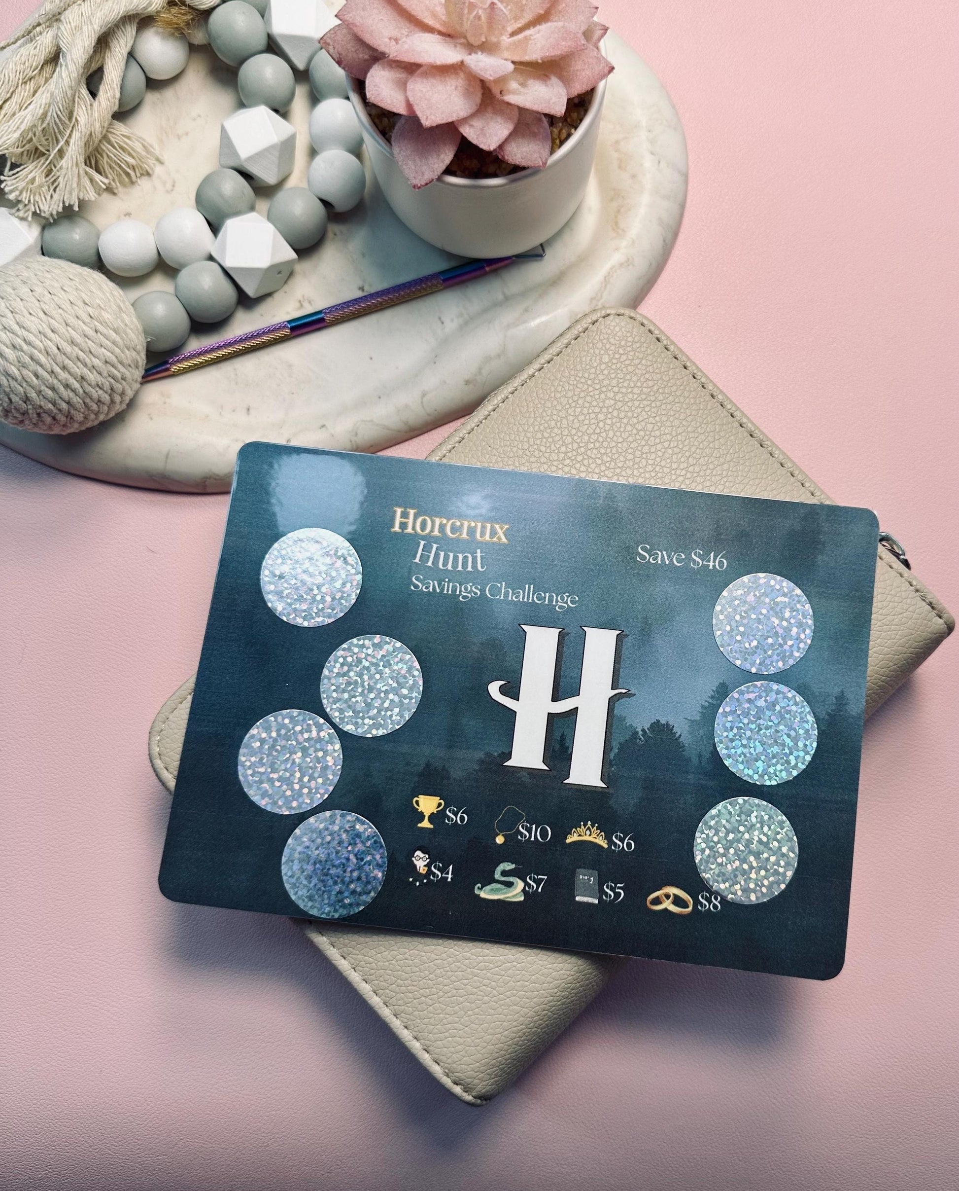 Horcrux Hunt Savings Challenge | Harry Potter Inspired Scratch Off Card | A6 Budget Binder Insert