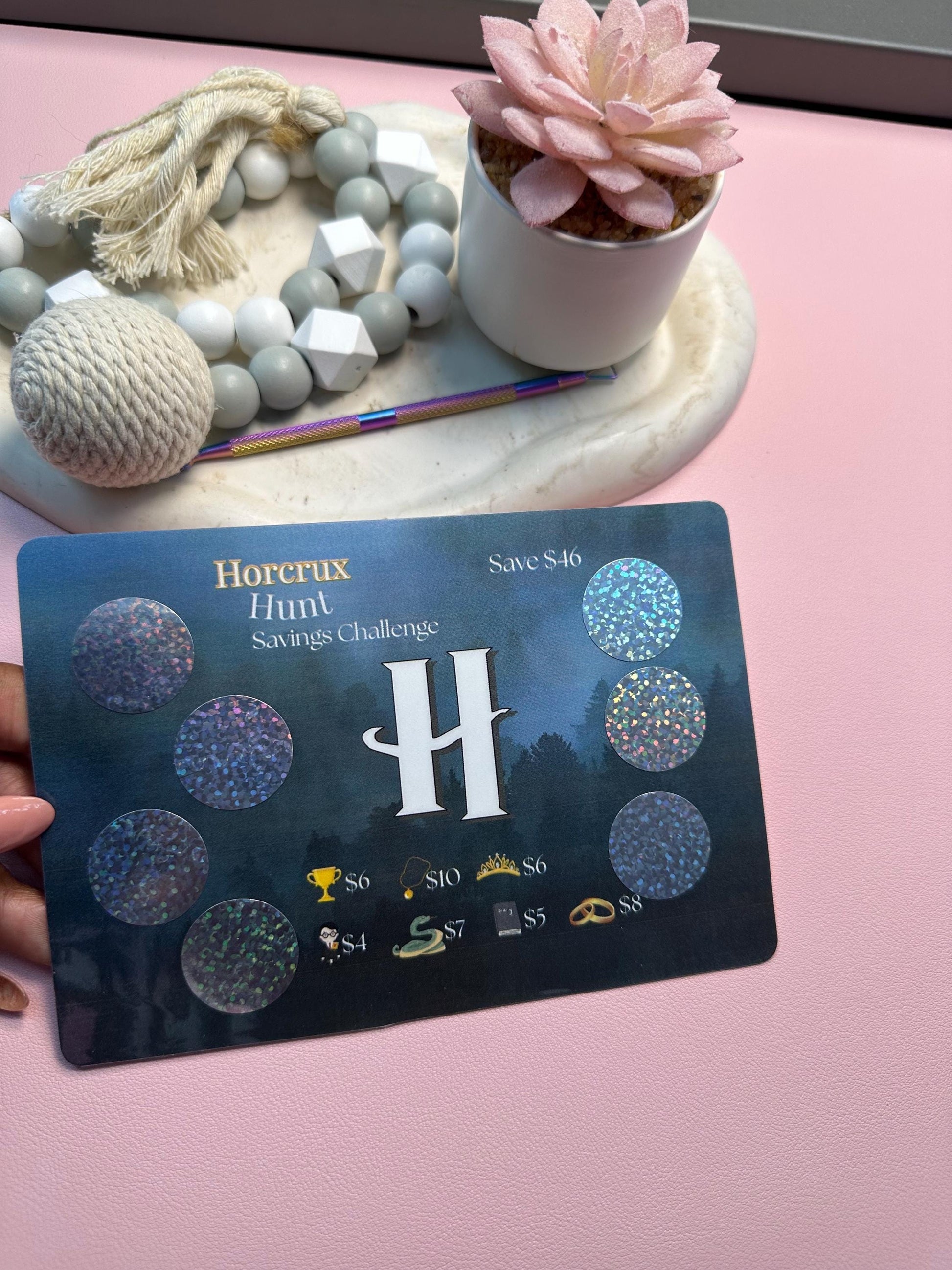 Horcrux Hunt Savings Challenge | Harry Potter Inspired Scratch Off Card | A6 Budget Binder Insert
