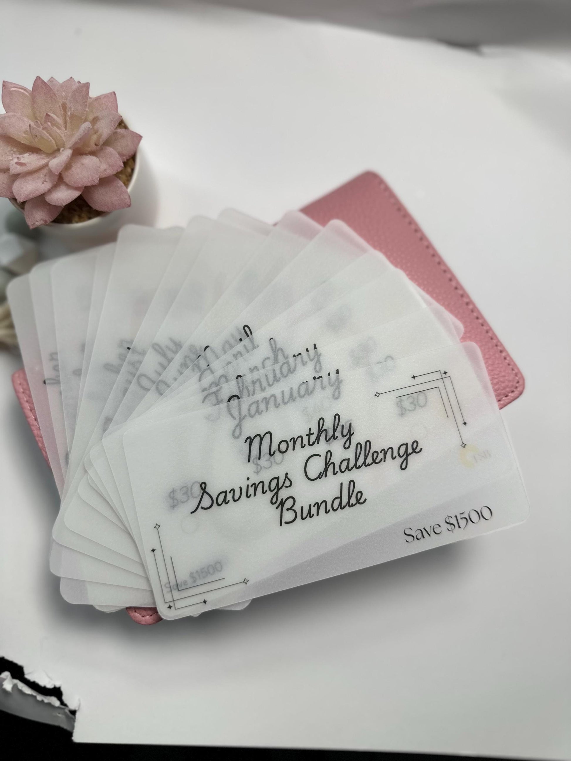 Monthly Savings Challenge Bundle – 12 Month Cash Stuffing Tracker | Save 1500 in a Year