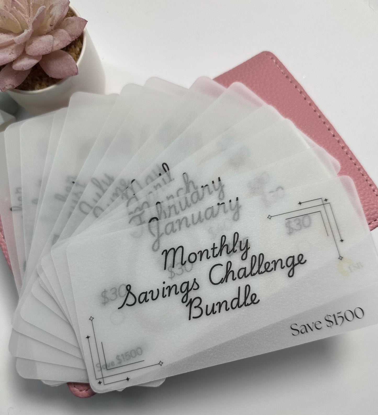 Monthly Savings Challenge Bundle – 12 Month Cash Stuffing Tracker | Save 1500 in a Year