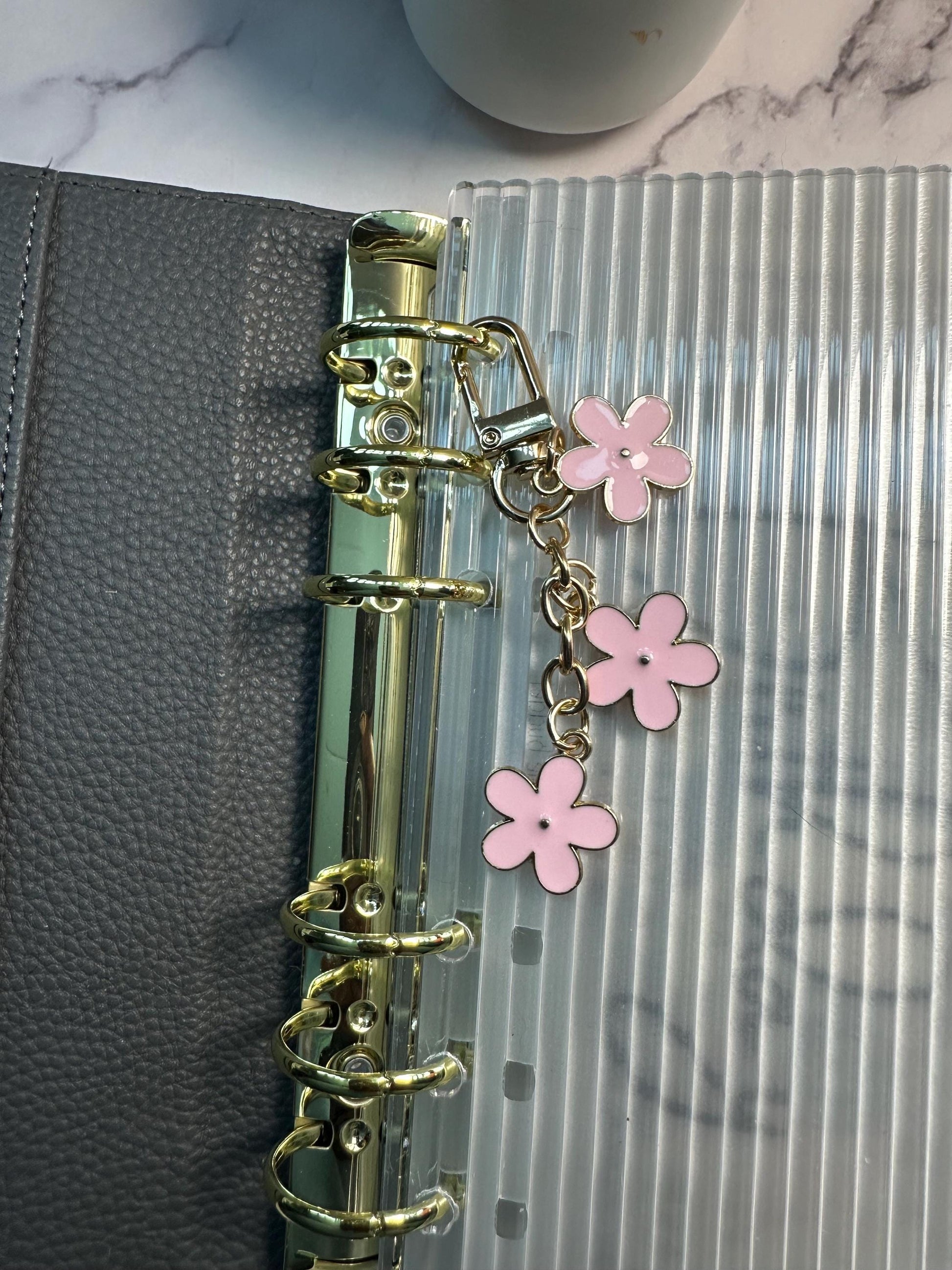 Floral Enamel Planner Charm | Gold Chain Binder Accessory