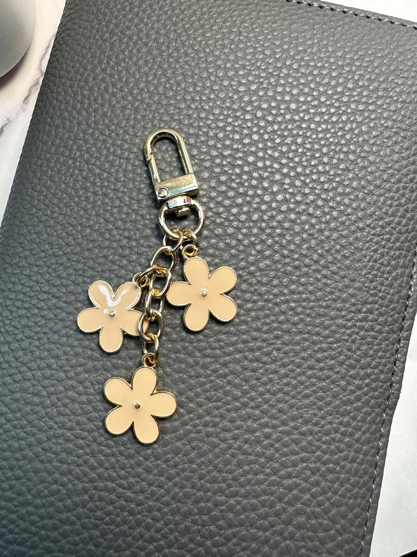 Floral Enamel Planner Charm | Gold Chain Binder Accessory