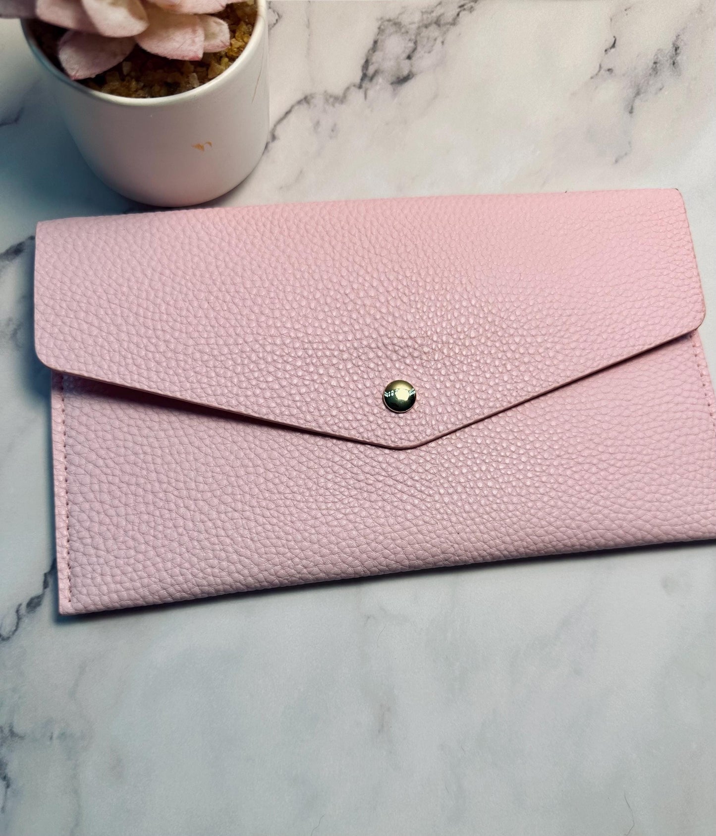 Faux Pebbled Leather Cash Envelope Wallet: Budget Binder Bank Bag