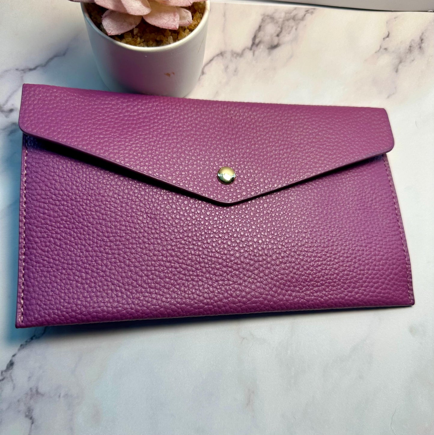 Faux Pebbled Leather Cash Envelope Wallet: Budget Binder Bank Bag