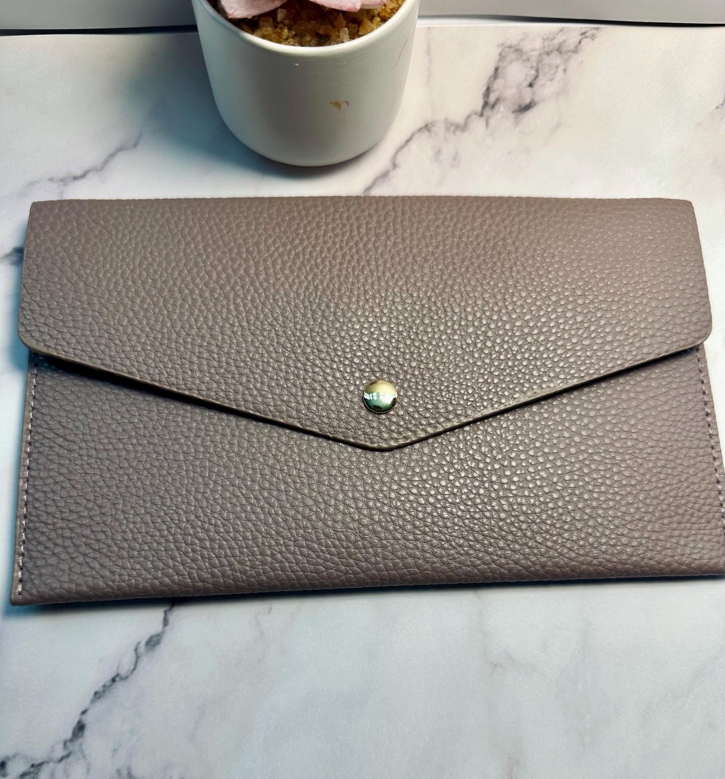 Faux Pebbled Leather Cash Envelope Wallet: Budget Binder Bank Bag