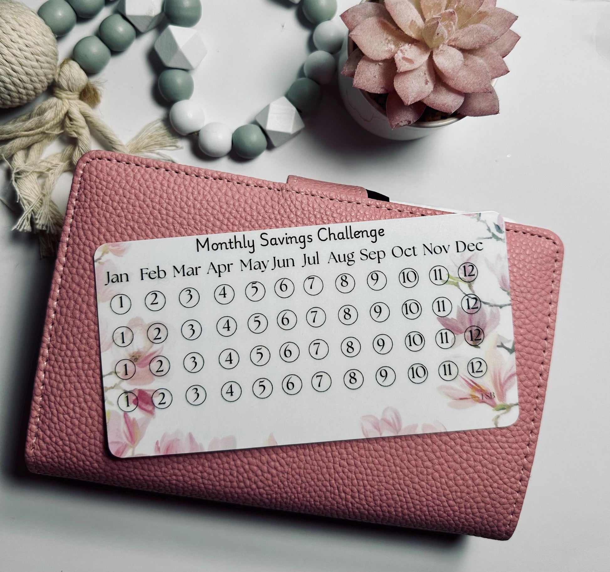 12 Month Savings Challenge Set – 4 Monthly Tracker Cards for Budget Binders | Cash Stuffing Tool