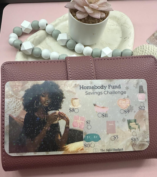 Homebody Fund Savings Challenge | A6 Budget Binder Insert | Cozy Soft Life Cash Envelope Tracker