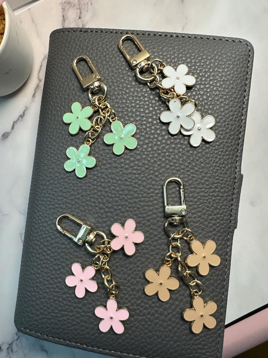 Floral Enamel Planner Charm | Gold Chain Binder Accessory