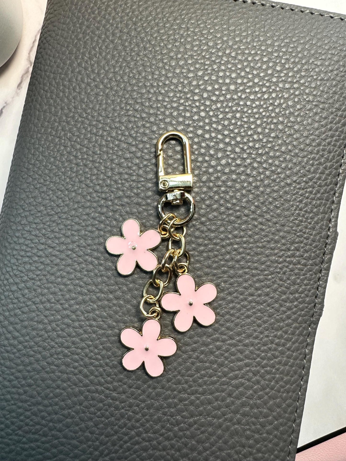 Floral Enamel Planner Charm | Gold Chain Binder Accessory