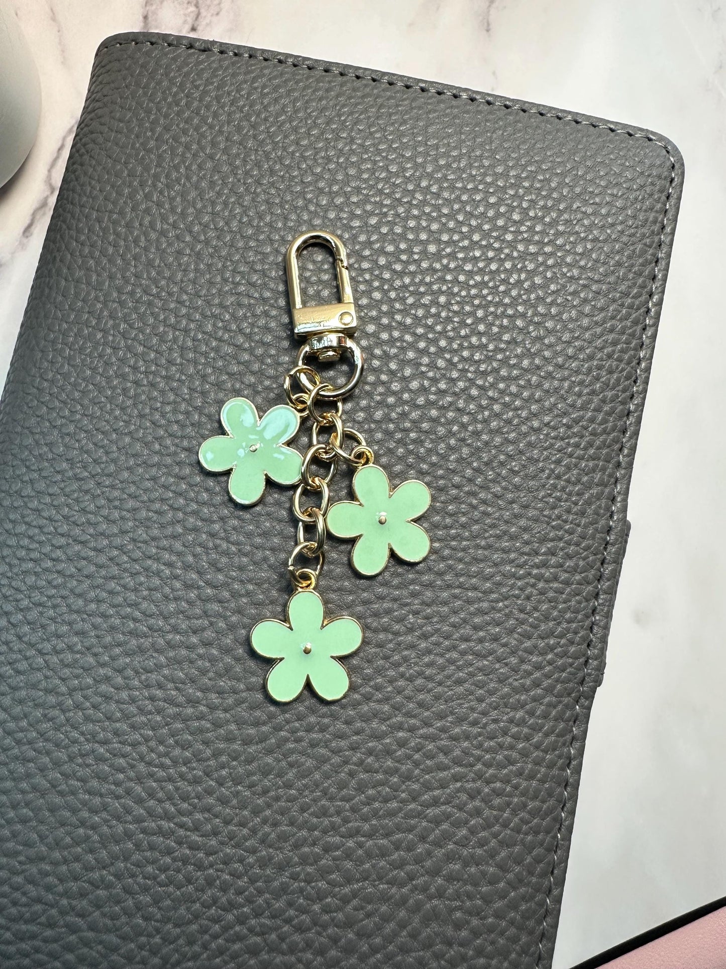 Floral Enamel Planner Charm | Gold Chain Binder Accessory