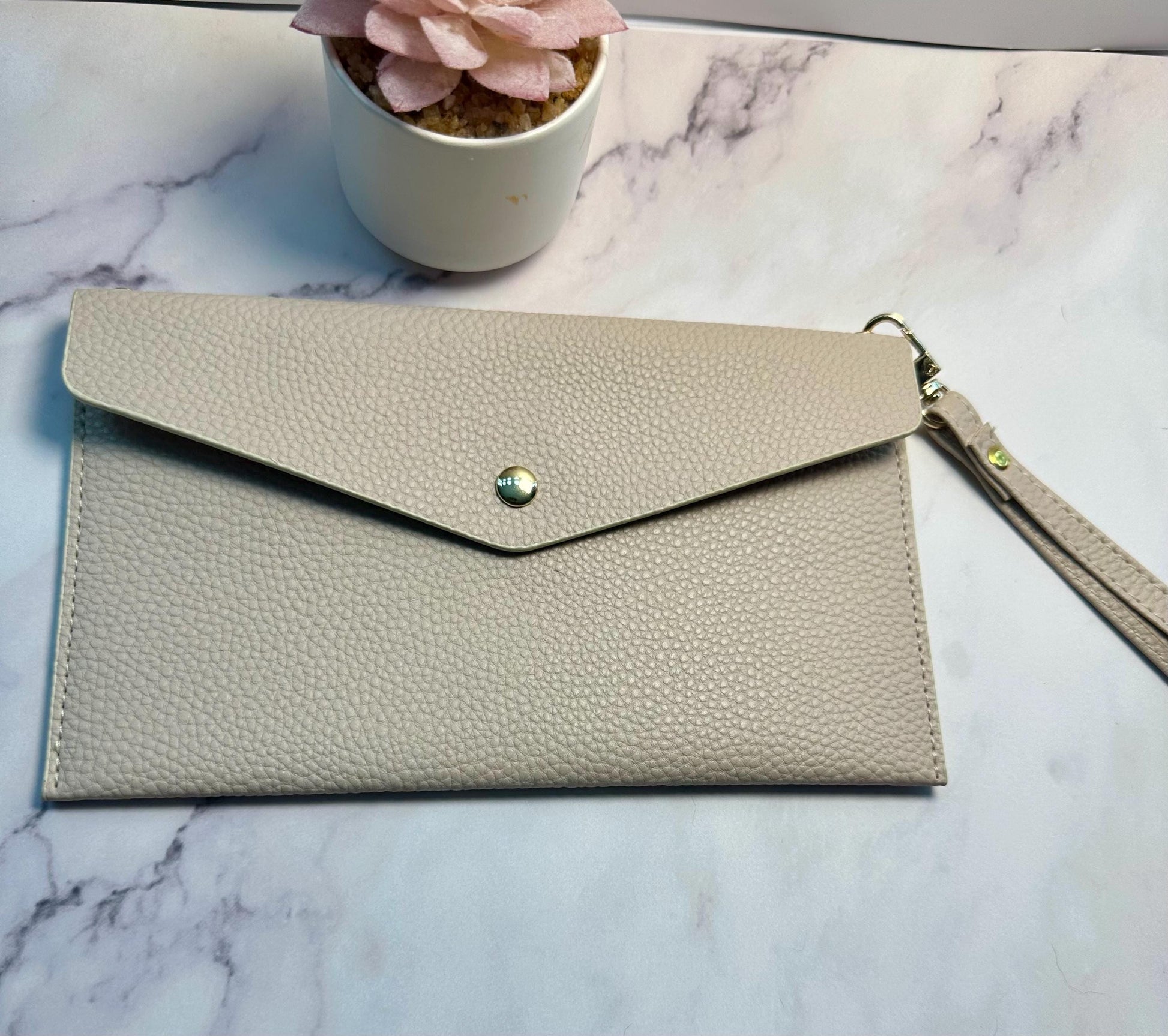 Faux Pebbled Leather Cash Envelope Wallet: Budget Binder Bank Bag