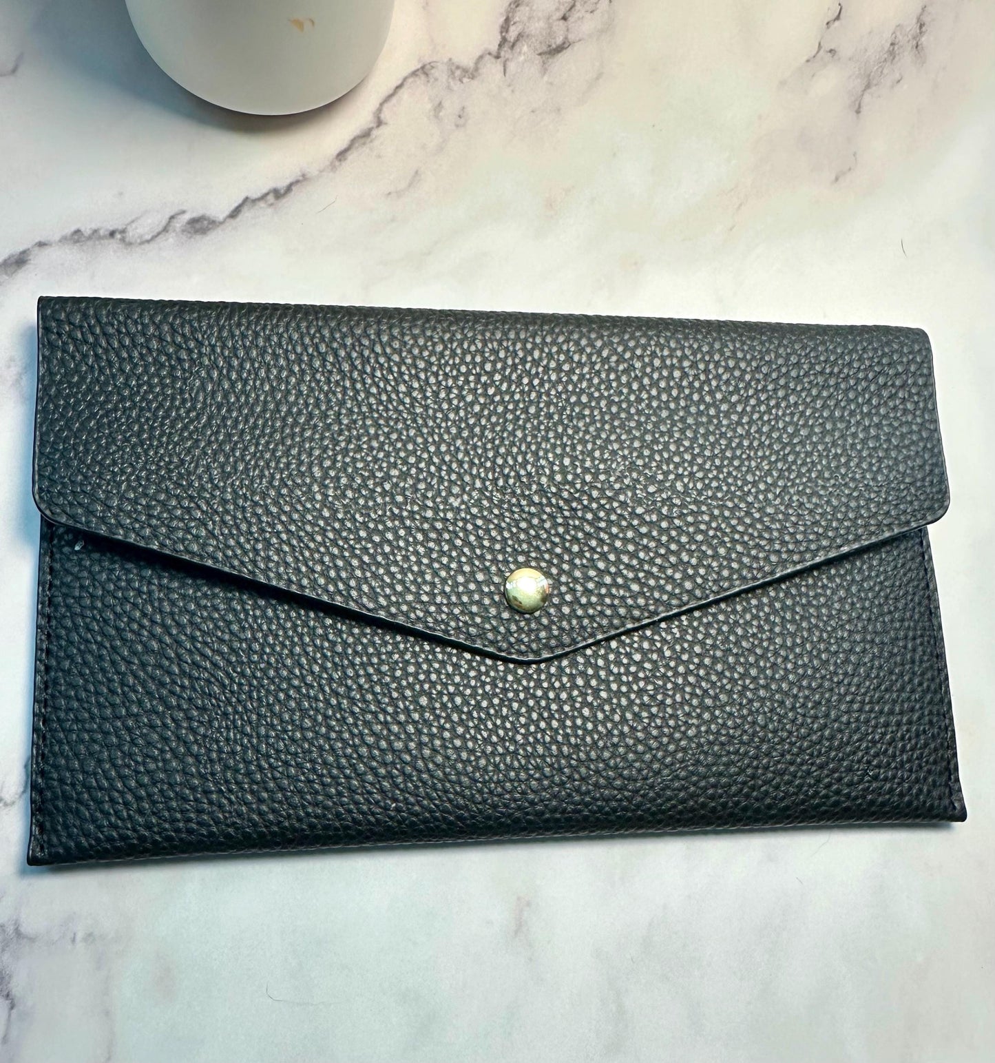 Faux Pebbled Leather Cash Envelope Wallet: Budget Binder Bank Bag