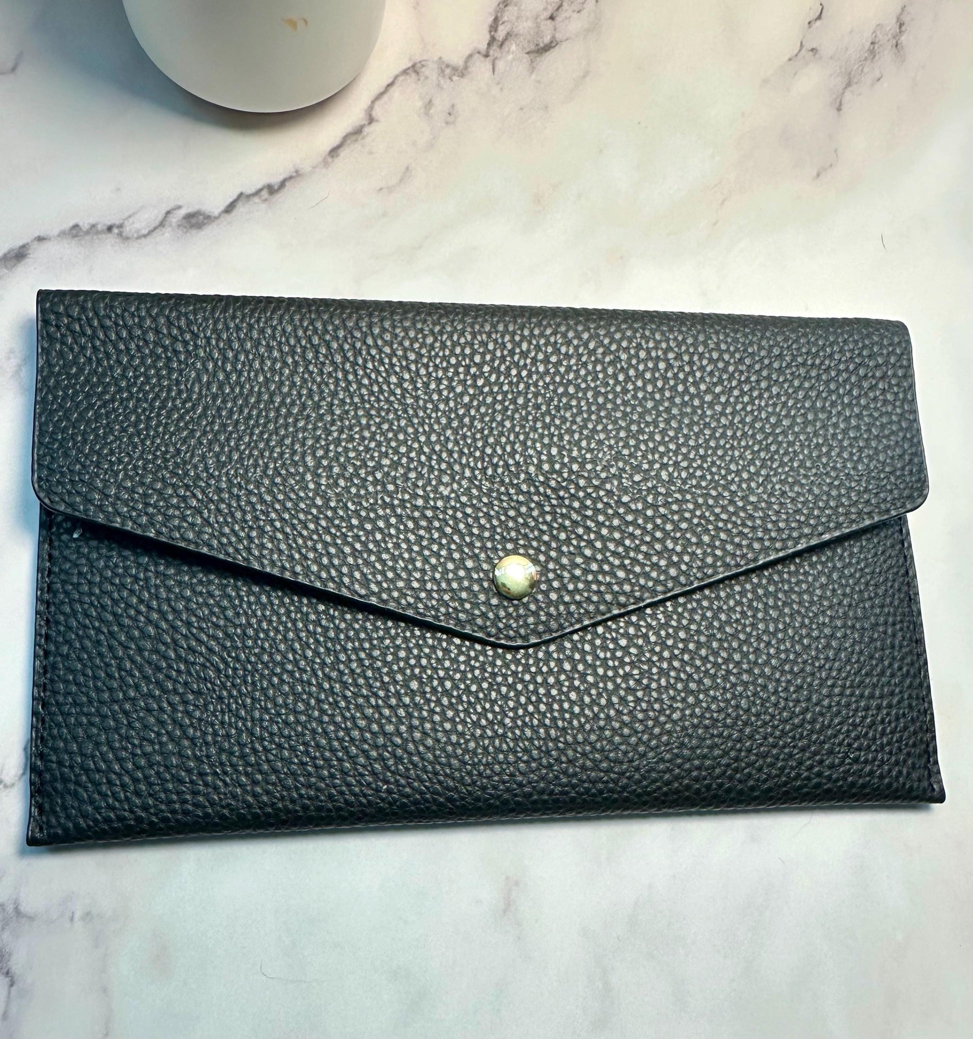 Faux Pebbled Leather Cash Envelope Wallet: Budget Binder Bank Bag