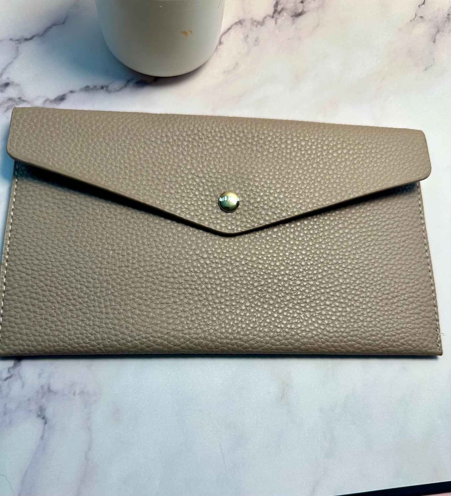 Faux Pebbled Leather Cash Envelope Wallet: Budget Binder Bank Bag