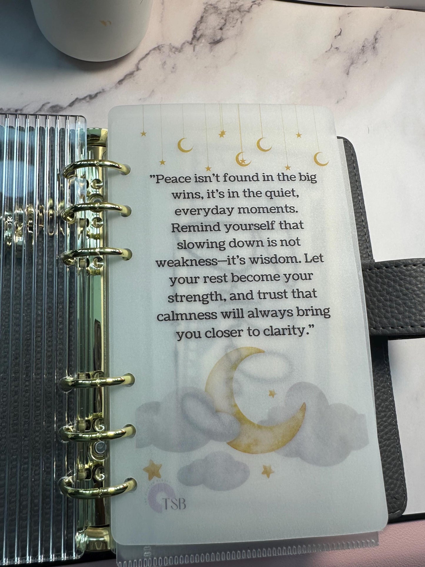 A6 Vellum Planner Dashboards: Inspirational Affirmations, Budget Binder Set