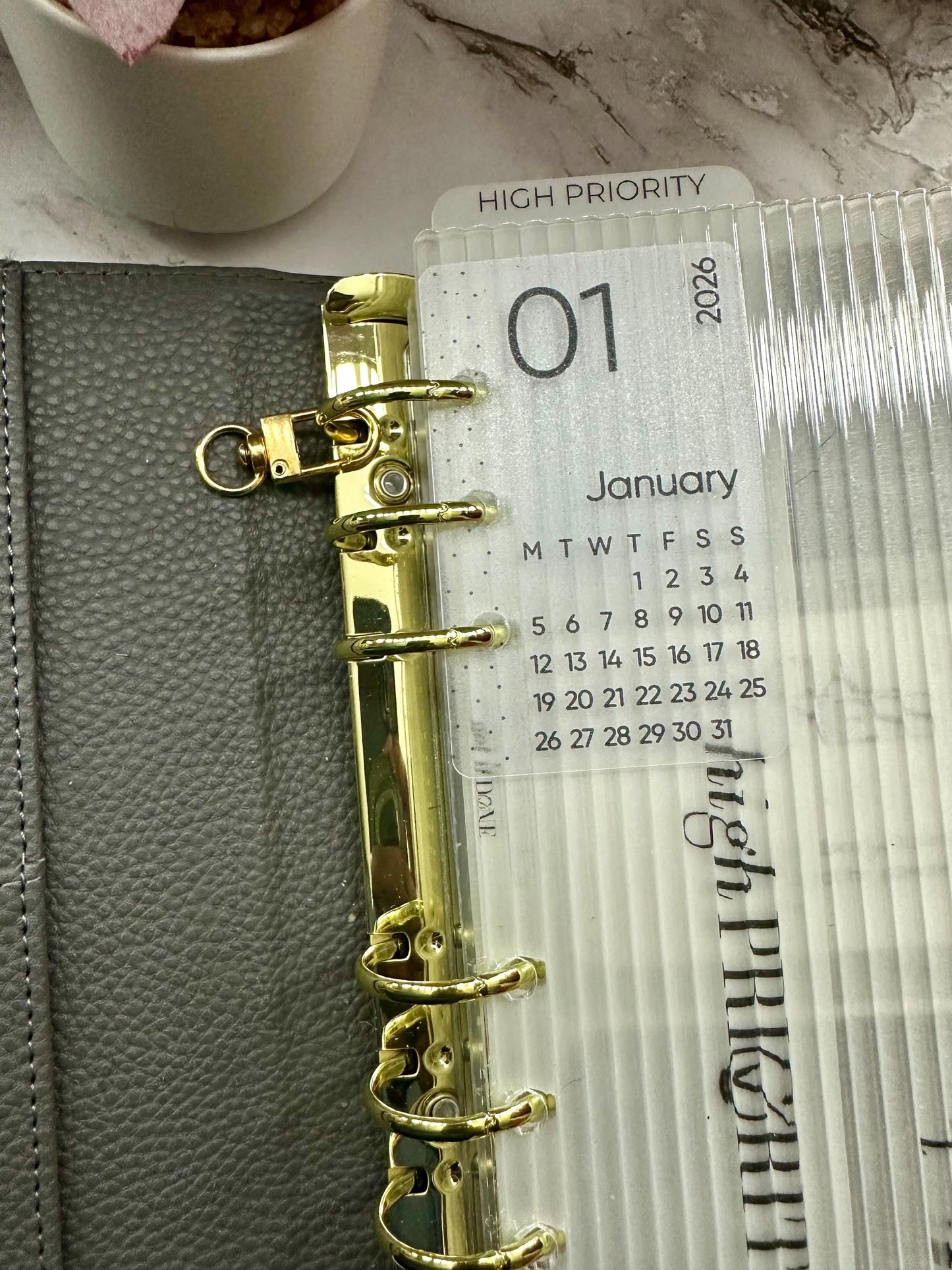 2026 Mini Vellum Calendar Dividers: A6 Budget Planner Inserts Set of 12