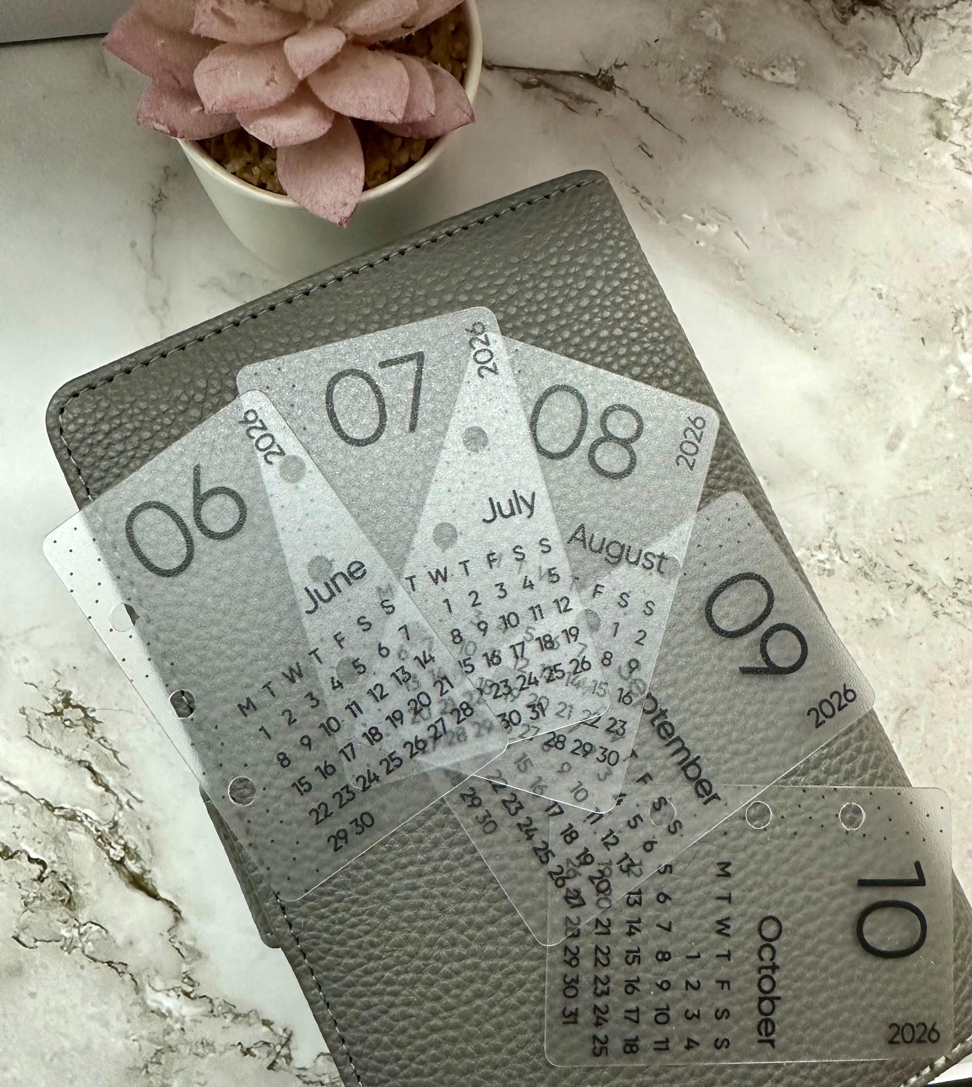 2026 Mini Vellum Calendar Dividers: A6 Budget Planner Inserts Set of 12