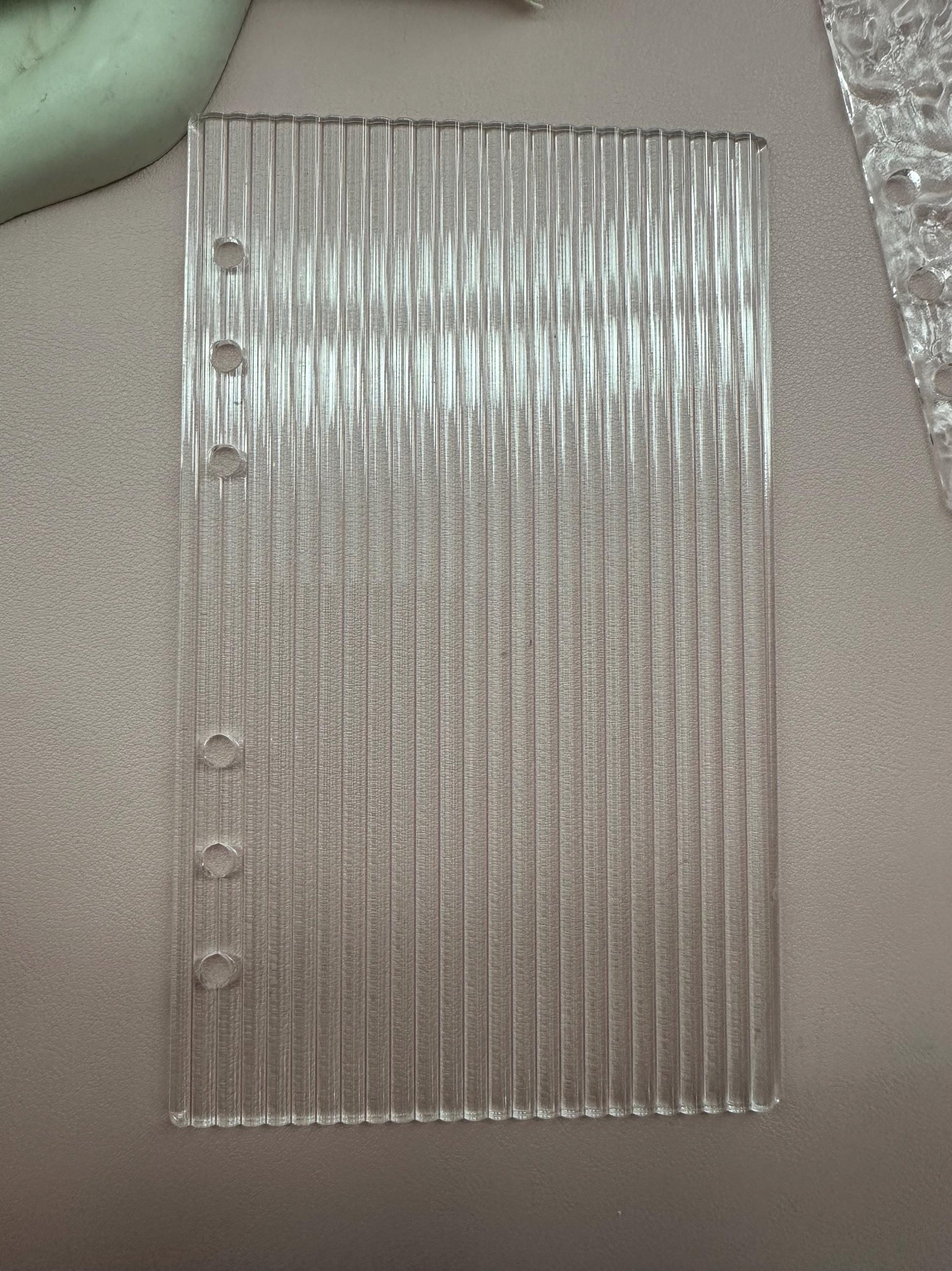 Fluted Acrylic A6 Binder Dashboard: Clear Textured Budget Planner