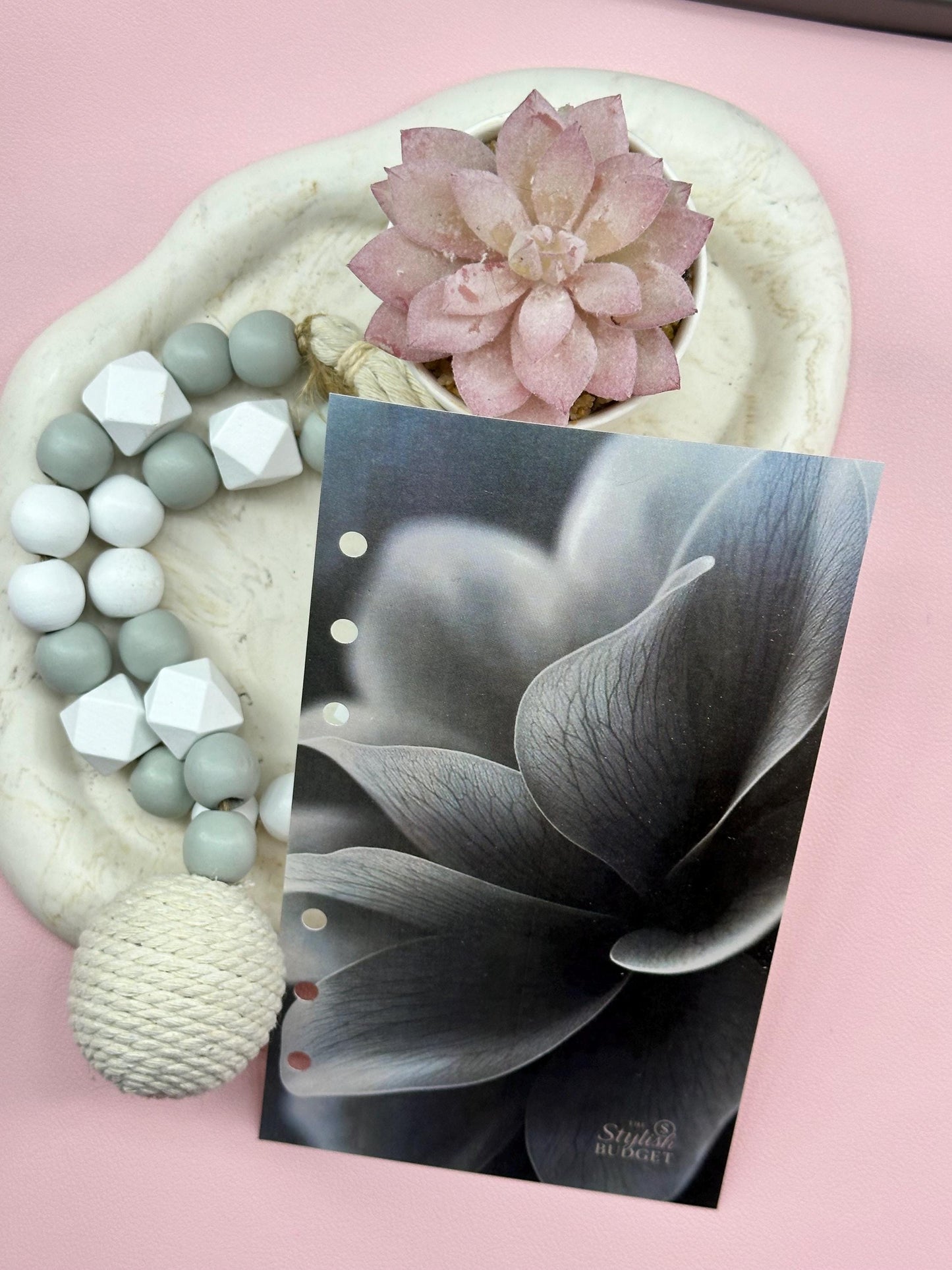 Black Flower Dashboard Glossy Cardstock| A6 Budget Binder Insert |