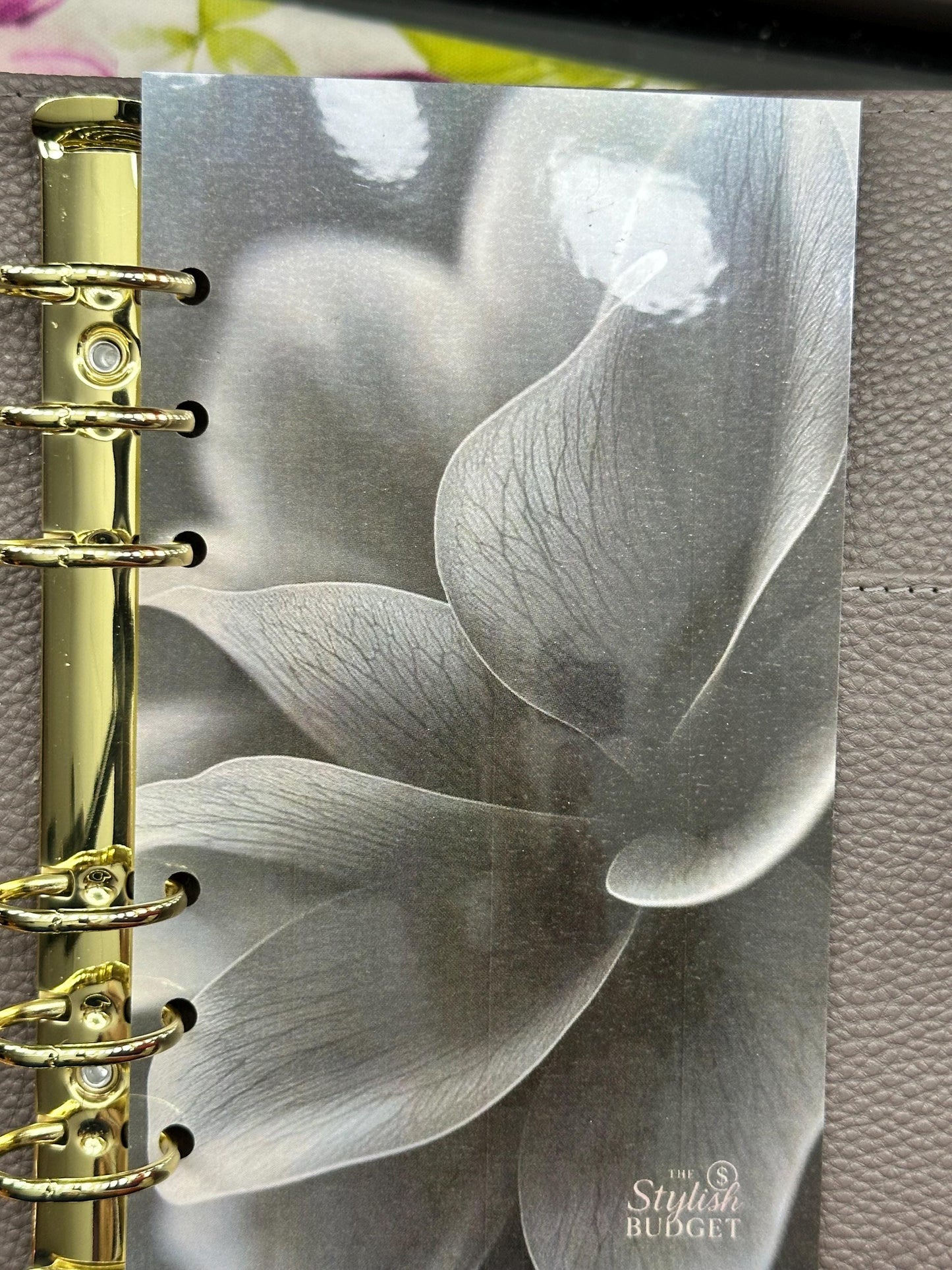 Black Flower Dashboard Glossy Cardstock| A6 Budget Binder Insert |