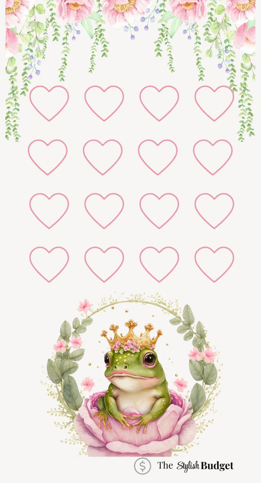 Frog Prince Savings Challenge: A6 Budget tracker Digital Download