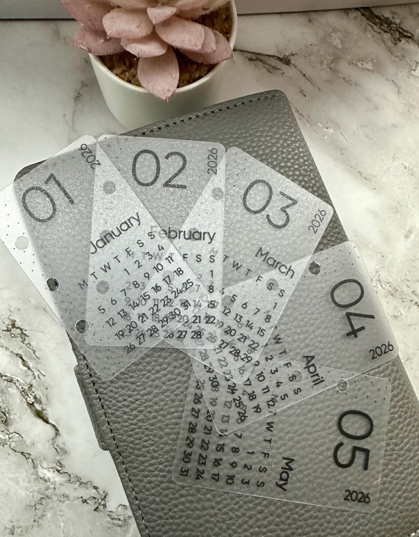 2026 Mini Vellum Calendar Dividers: A6 Budget Planner Inserts Set of 12