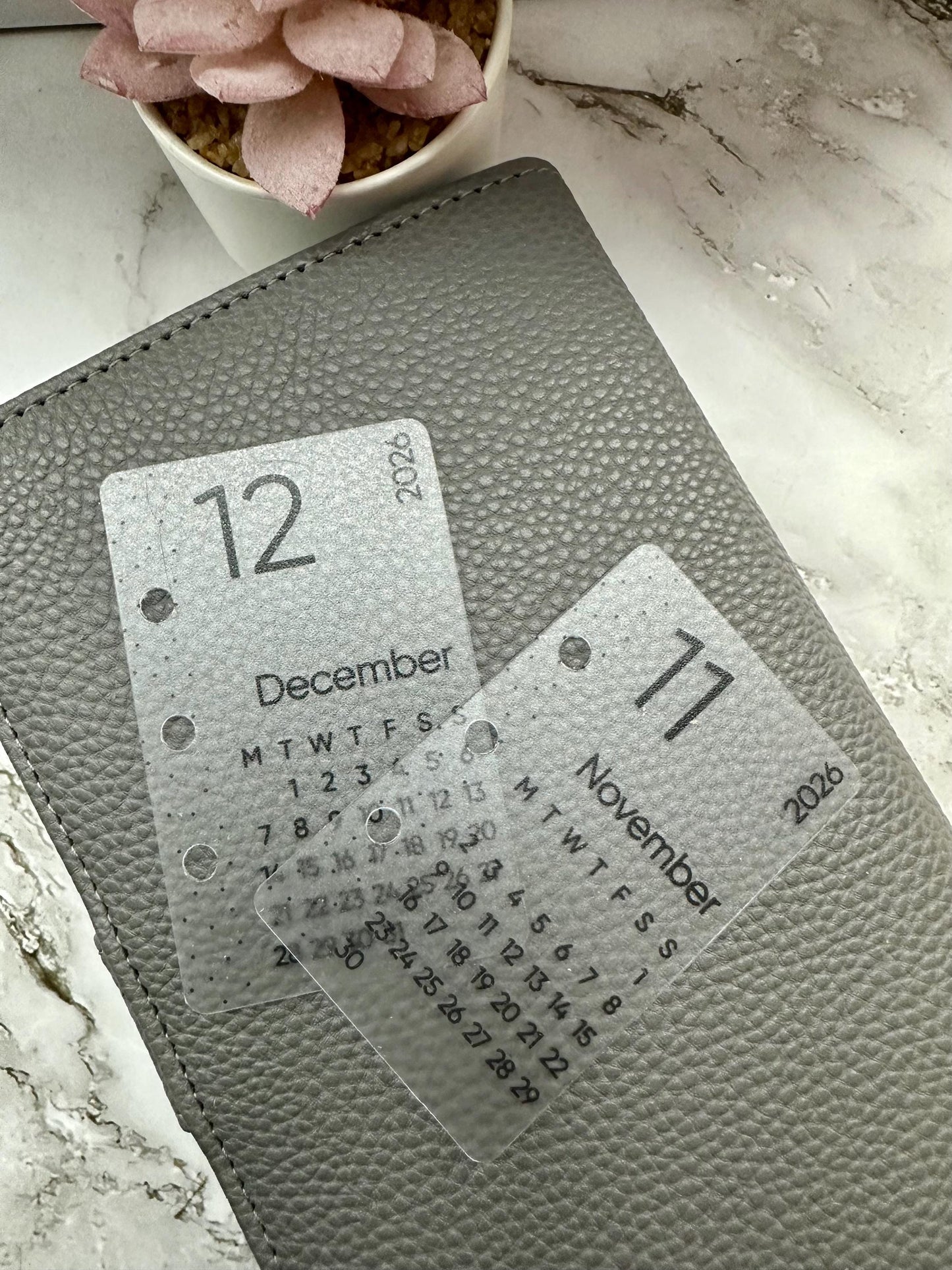 2026 Mini Vellum Calendar Dividers: A6 Budget Planner Inserts Set of 12