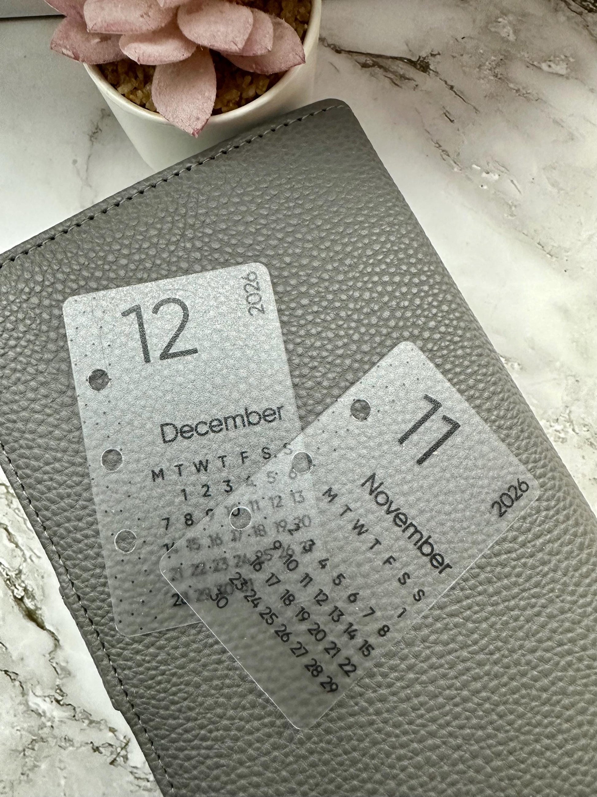 2026 Mini Vellum Calendar Dividers: A6 Budget Planner Inserts Set of 12