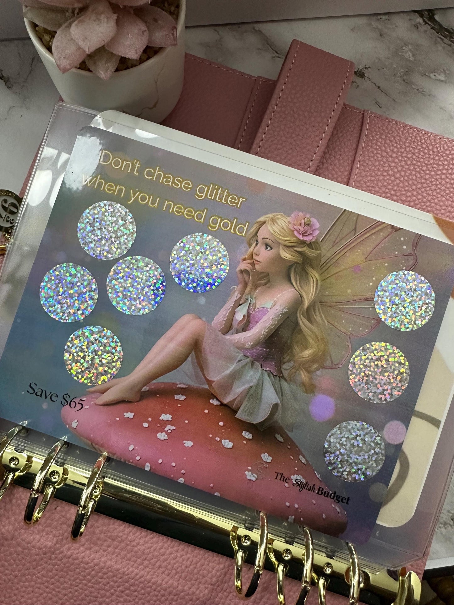Fairy Savings Challenge: A5 Holographic Scratch Card, Cash Stuffing Game