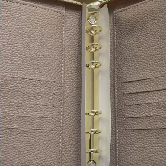 A6 Vegan Leather Budget Binder Wallet: Zip Around Cash Envelope Organizer with Wristlet